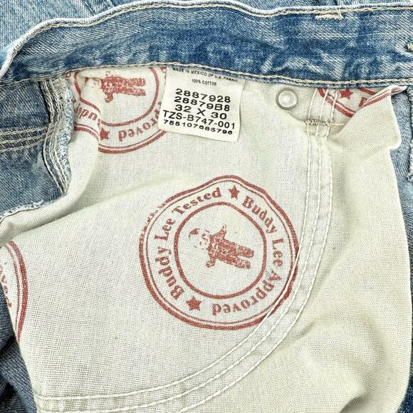 VTG Lee Dungarees Thrashed Distressed Carpenter Jeans Mens Size 32x30 Light Wash - Picture 8 of 12